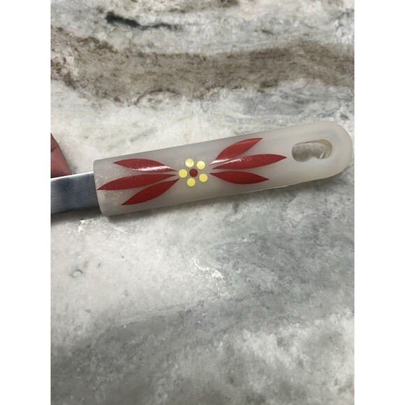 Temp-Tations 11" Spatula Turner Old World Red Flower Stainless Steel Silicone - Picture 3 of 6